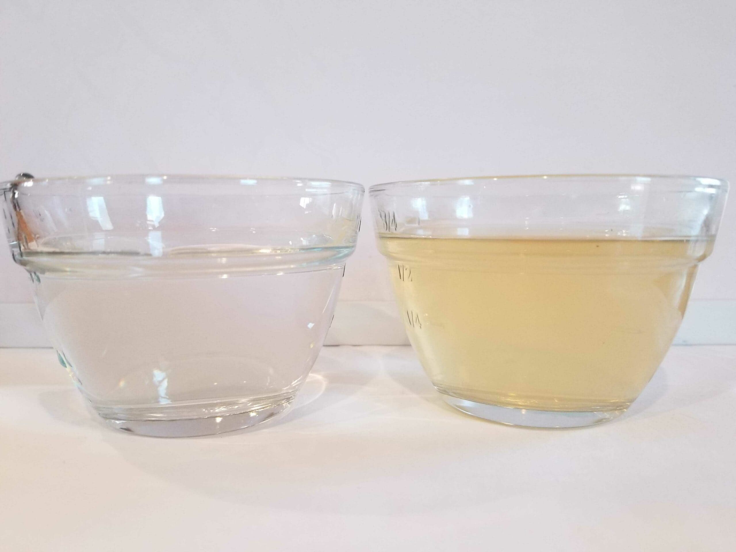 before and after water sample